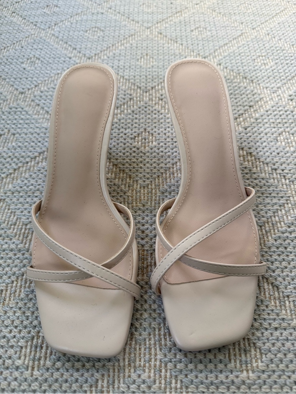 Women's Strappy Square-Toe Slide Sandals - Cream
